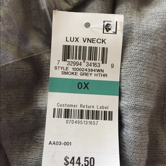 Karen Scott Luxsoft V-Neck 3/4 Sleeve Sweater-0X - Picture 2 of 2